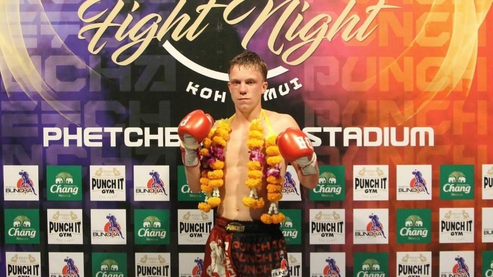 Ethan is pictured following his victory in Thailand