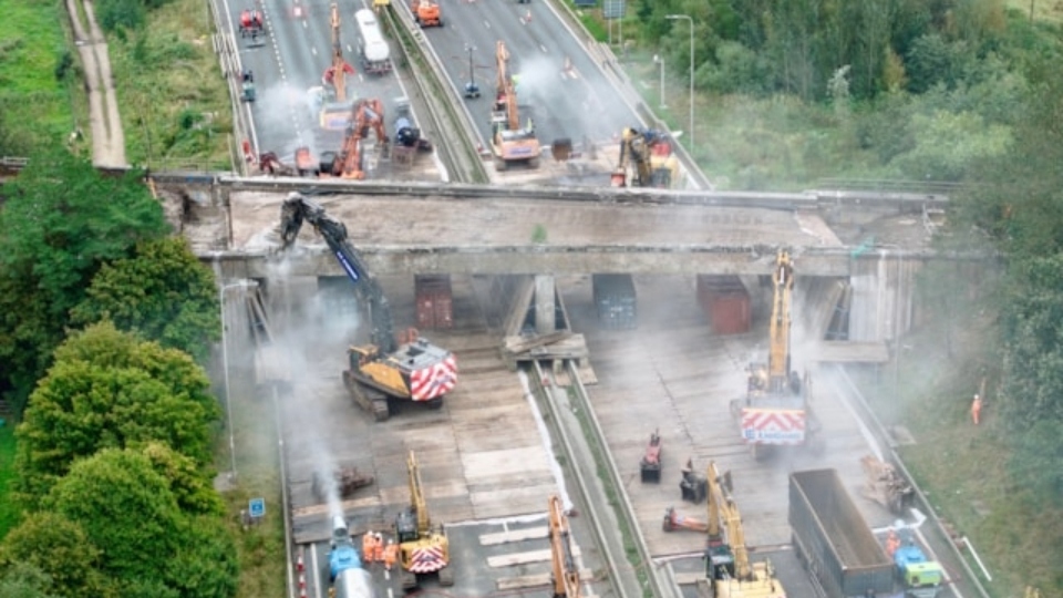 Our picture shows bridge demolition work at Castleton. Image courtesy of National Highways