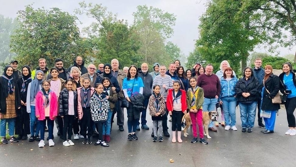 Local MP Debbie Abrahams - centre, in the blue T-shirt - pictured during a previous Alzheimer’s Society Memory Walk