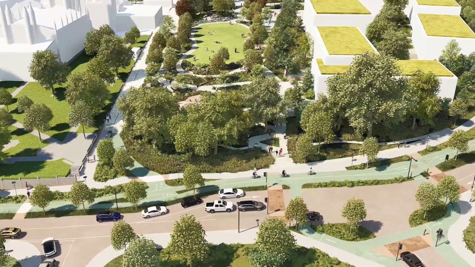 A CGI design of a new road layout for St Mary's Way, currently under consultation. Image courtesy of Oldham Council