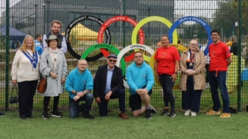 Village Olympics special guest Frank Rothwell is pictured with officials, councillors and helpers.