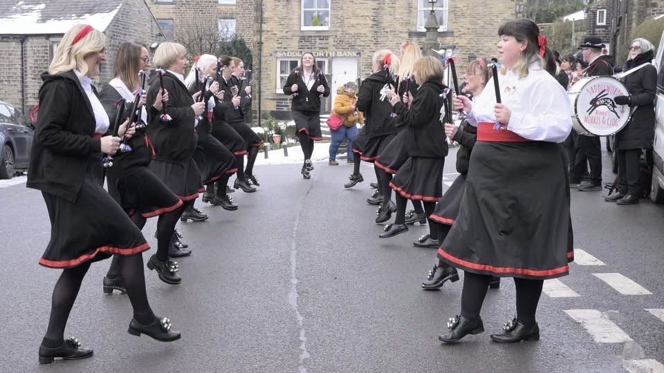 The Saddleworth Women's Morris and Clog side weaved their way through Delph, Dobcross and Uppermill