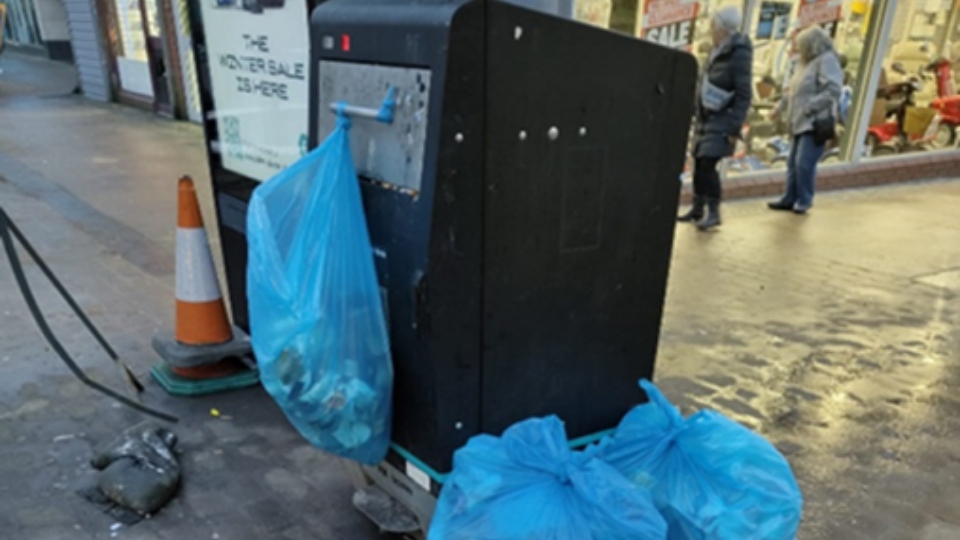 One of the electric bins in the town centre