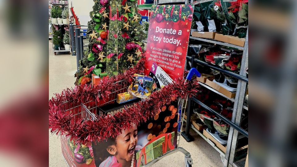 Pictured is a Tesco toy donation station