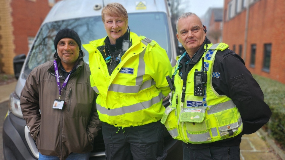 Pictured (from left) are: Imran Majid FCHO ASB Officer, Susan Hoyle GMP PCSO and Andrew Bigland, GMP PCSO