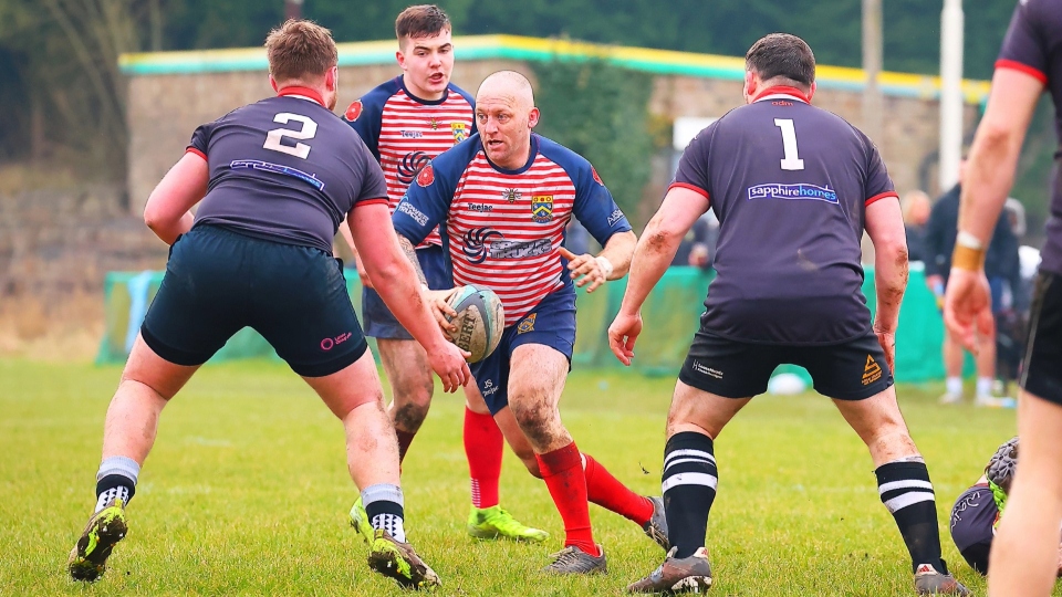 Josh Semple in possession for Oldham. Image courtesy of Tim Abram