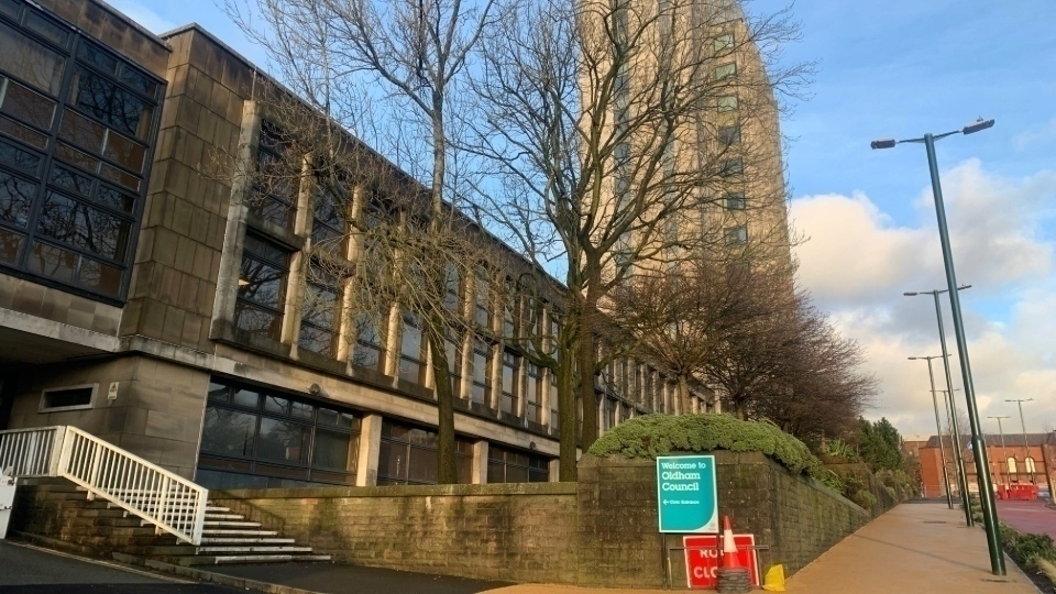 Oldham Council's headquarters, the Oldham Civic Centre, which is due to be demolished for new housing