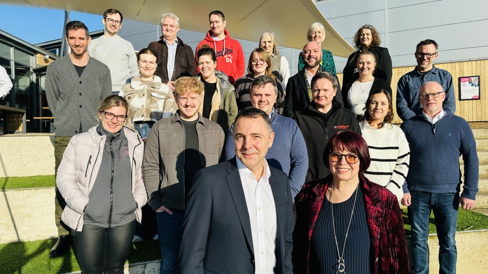 Graduates of the Made Smarter Leading Digital Transformation programme with Brian Holliday (co-chair of the Made Smarter Commission) and Lily Newman (Morgan James Consulting)