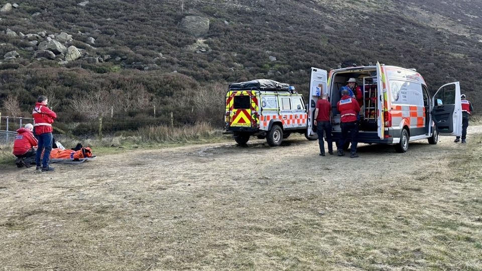 A scene from the rescue incident at Birchen Clough