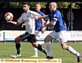 Mossley striker Mitchell Bryant (left)