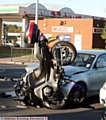 This accident resulted in the motorcycle rider being rushed to hospital