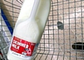 A Tesco wire basket fitted with a security tag