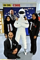 cool: The Stig with, from left, Miriam Majeed, Graeme Munro (design and technology teacher), Nana-Nabiha Yussuf and in front, artist Javed Saddique