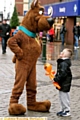 Regan James Turner (five) has a close encounter with Scooby Doo