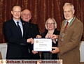 L to R Steve Hill, Colin Higgins Rotarian, Michelle Greenwood Rotarian, Frank Bolger President