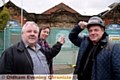 Heritage stones on Royton Baths to be saved and restored.

PRESERVATION plans . . . Dale Hughes (D Hughes Demolition), right, and Councillors Marie and Steven Bashforth