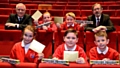 WINNERS . . . front row: Lea Lees, Dominic Collins and Mason Mattocks. Back, Peter Cushing, Kadie Miller, Henry Nicklin, and Councillor Andrew Fender, chair of TfGM
