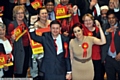 victorious Jim McMahon with partner Charlene celebrate the result with Labour supporters. Picture Darren Robinson