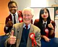 Labour candidate Michael Meacher visited Hathershaw College and spoke to Tomi Akingbehin and Habiba Choudhury.