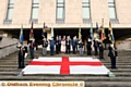 Mayor Councillor Fida Hussain and local dignitaries mark St George’s day this morning.