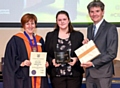 Former Oldham College and North Chadderton School pupil Bethany Bilton receives her award after being named Apprentice of the Year