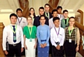 Sam Davys (front, right) with fellow representatives and Aung San Suu Kyi (front, centre), opposition leader and Nobel peace prize winner