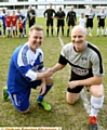 Captains Nathan Ashcroft and former Oldham star Andy Ritchie (right)
