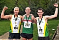 FIRST runners home: winner Gareth Raven (centre) with second Phil Marsden (left) and Danny McManus, third