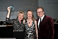 2015 WINNER: Valerie Simpson (FAB Group) and Emma Alexander, managing director of Business Woman of the Year category sponsor Unity Partnership, with Jon Culshaw