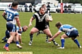 SIDE STEP: Rangers’ Tom Dransfield tries to dodge the Mayfield defence.
