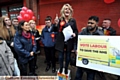 Actress Sally Lindsay talks to supporters.