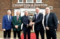 Paul Hopkinson (C&R President), Gordon Lamb (C&R Captain), Richard Walton (winner), David Whaley (Oldham Chronicle Managing Editor), and Lee Rowbotham (Best Gross).
