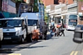 The footpath is blocked on Yorkshire Street due to work by shopfitters