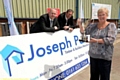 BIG SMILES: St Annes’ Barbara Henderson is pictured with (l-r): Liam Lee (sales and marketing director of sponsors Joseph Parr Ltd) and Geoff Cooke (Rugby Oldham Supporters' Trust chairman).