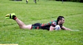 ON THE MARK: Jamie Mayall bursts through the Drighlington back line to score Waterhead’s first try