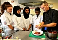 Simon with pupils (l-r) Katherine Birnie, Arub Hamma, Ayesha Sajid and Milad Sarwar.