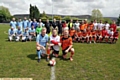 LEGENDS: Paul Scholes (above, right) and Peter Barnes (left) with event organiser Gareth Worrall and the teams.