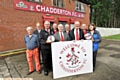 EXCITING TIMES . . . pictured at Chadderton FC are (left to right): Derek Glynn (president), Malcolm Simister (OMBC assistant surveyor), Bob Sopel (chairman), Ray Webb (committee), Cllr Graham Shuttleworth, Michael McKay (groundsman), Glynn Mellor (treasurer), Fred Pennington (volunteer) and Cllr Barbara Brownridge.