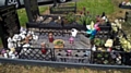 THEFT AND DAMAGE ... Brooklyn Dylan Wright's grave before thieves stole ornaments and lights