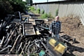 DESTROYED . . .
vandals torched seats behind the stand at the Whitebank Stadium