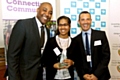 COMMUNITY champion Courtney Shaw with TV presenter and former Olympic champion Darren Campbell (left) and John Hum, People’s Health Trust chief executive