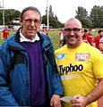 Chris Hough (r) with Geoff Cooke of Rugby Oldham
