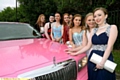 PRETTY in pink . . . the girls arrive in style