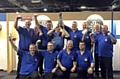 SWEPT THE BOARD.: the triumphant Oldham team of Steve Gallimore (back row, left) Dave Rawstron, Carl Sneyd, Mick Kenway, Paul Cartwright, Dave Airey, Ian Walters and Dave Adshead. Mark McGeeney (front, left), Lee Holden, Stan Howe (supporter) and Andy Pearson.