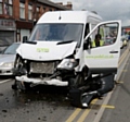 WHITE VAN: came off worst in the collision