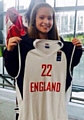 CLASS ACT: Gina Brierley shows off her England shirt.