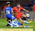 IT TAKES TWO: to stop Athletic substitute David Dunn following his second-half introduction to the game. All pictures: Alan Howarth. 