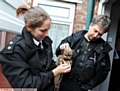 RSPCA Inspector Gilly Howard and Sergeant Jon Martin help one of the frail animals