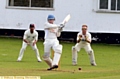 pull to leg . . . Greenfield overseas amateur Brendon Jacobs whips the ball away during his innings of 23 against Austerlands on Saturday. The Australian followed up with an unbeaten 57 at Stayley.