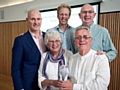 SWITCHED on . . . (from left) Jonathan Hazeldine, head of M&S Energy; Alison Brittle, SCH; Richard Rider, Renewables First; Bill Edwards, SCH chair; and Peter Gill, rural and operational property manager at United Utilities